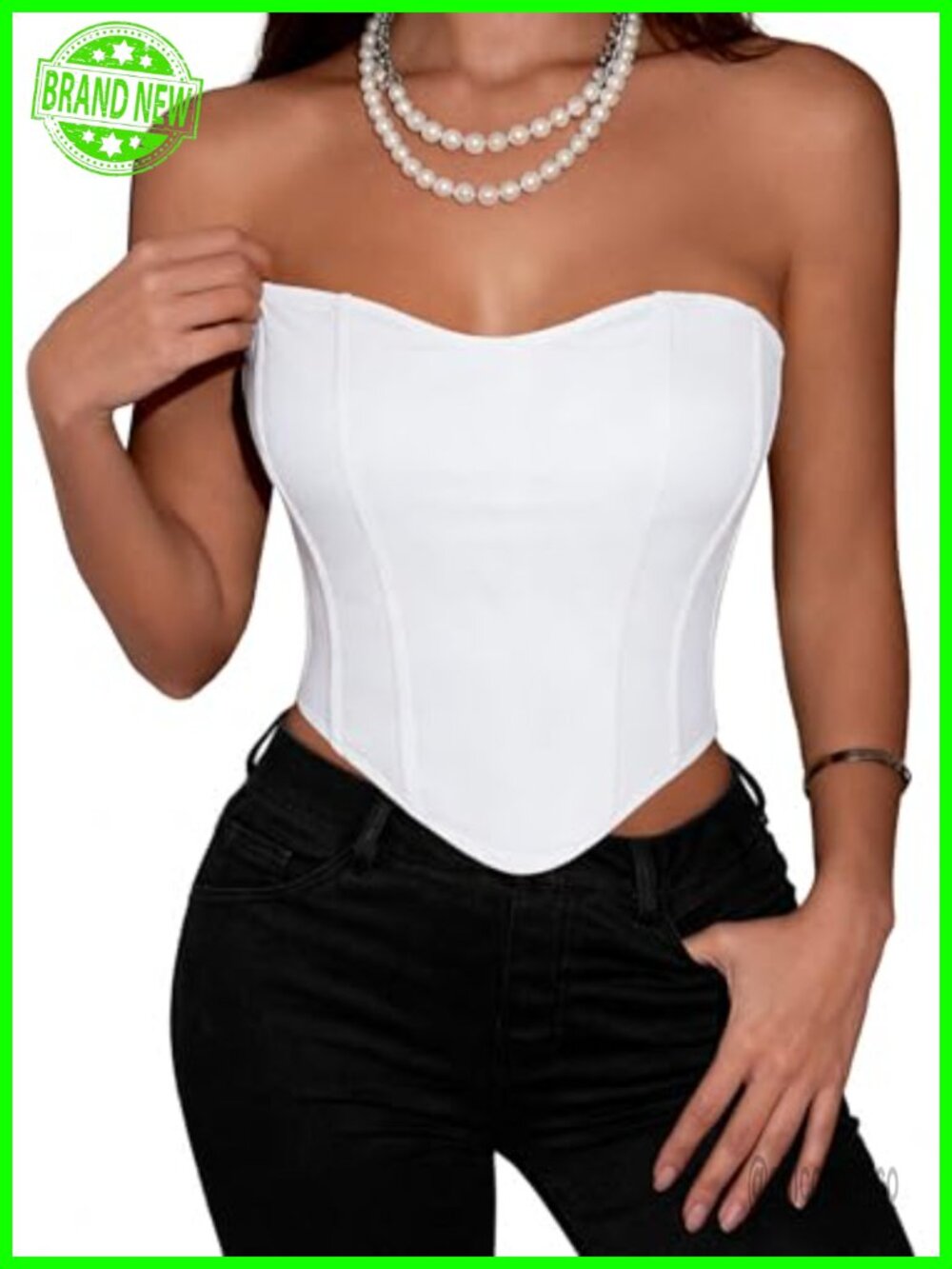 Sexy Strapless Bustier Corset Top Slim Fit Deep V Neck Party Clubwear